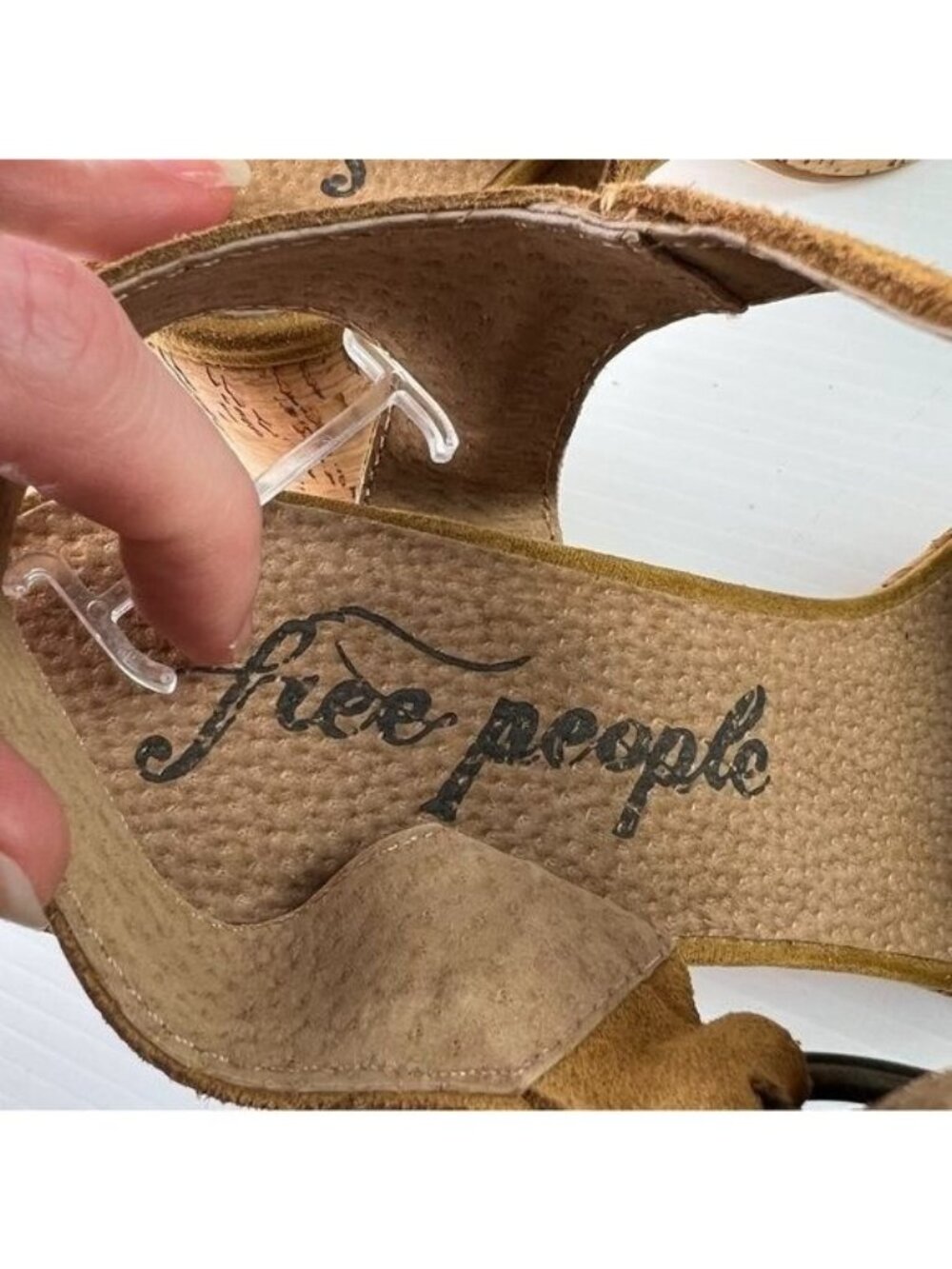 Free People Sandals womens 10  boho Tan Brooke Platform Suede Strap Block Sandal - Picture 12 of 13